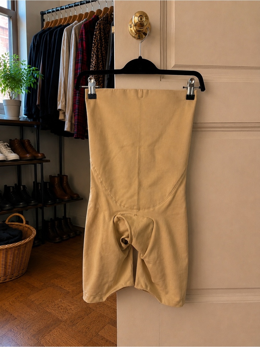 Beige High-Waist Shaping Shorts